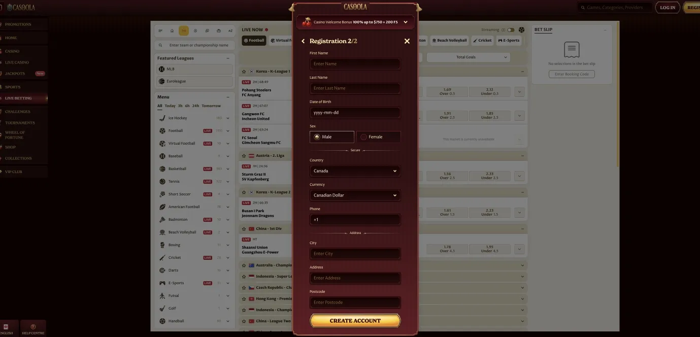 Casoola Casino KYC document upload verification page